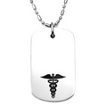 Medical Alert Wide Dog Tag & 24 In Chain